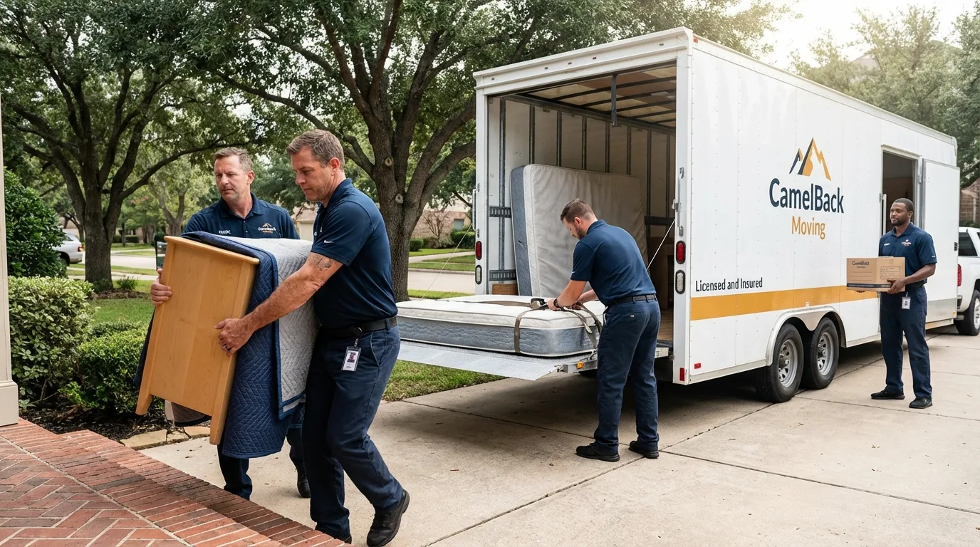 Crew loading residential truck for cross-state move from Florida, NY